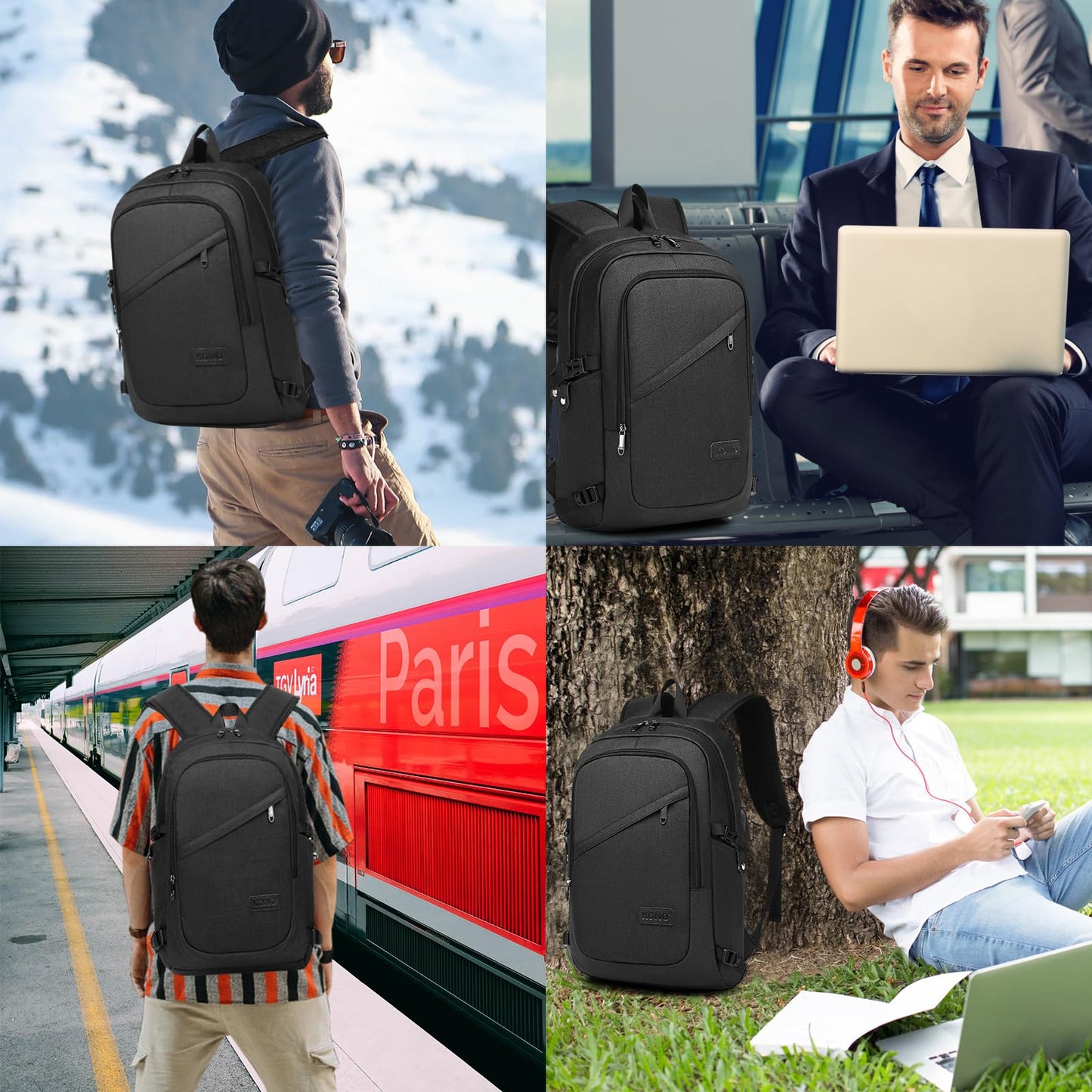 Kono Mochila Antirrobo 15.6" USB, Impermeable, Unisex, Trabajo/Escuela/Viaje, Negro