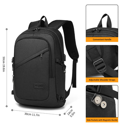 Kono Mochila Antirrobo 15.6" USB, Impermeable, Unisex, Trabajo/Escuela/Viaje, Negro